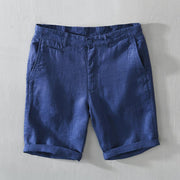 Foviel Solid Color Drawstring Linen Men's Shorts With Pockets