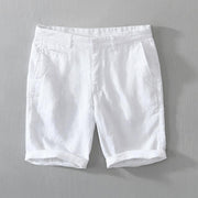 Foviel Solid Color Drawstring Linen Men's Shorts With Pockets