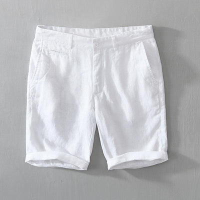 Buddha Stones Solid Color Drawstring Linen Men's Shorts With Pockets - White - US/UK/AU46，EU56 (5XL) - image 3