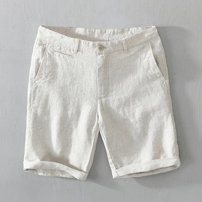 Buddha Stones Solid Color Drawstring Linen Men's Shorts With Pockets - Beige - US/UK/AU46，EU56 (5XL) - image 11