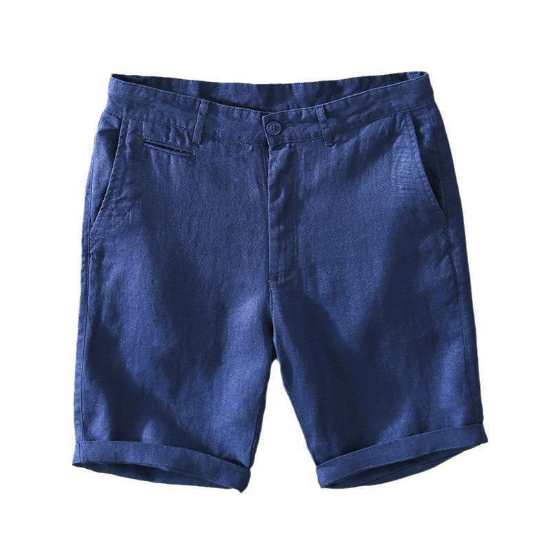 Buddha Stones Solid Color Drawstring Linen Men's Shorts With Pockets - image 17