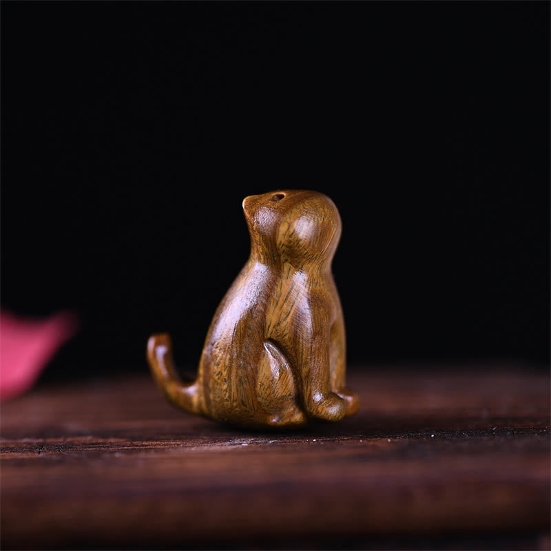Foviel Small Leaf Red Sandalwood Ebony Wood Sandalwood Green Sandalwood Lucky Mini Cat Deer Sooth Phone Hanging Decoration