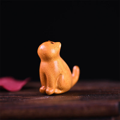 Foviel Small Leaf Red Sandalwood Ebony Wood Sandalwood Green Sandalwood Lucky Mini Cat Deer Sooth Phone Hanging Decoration