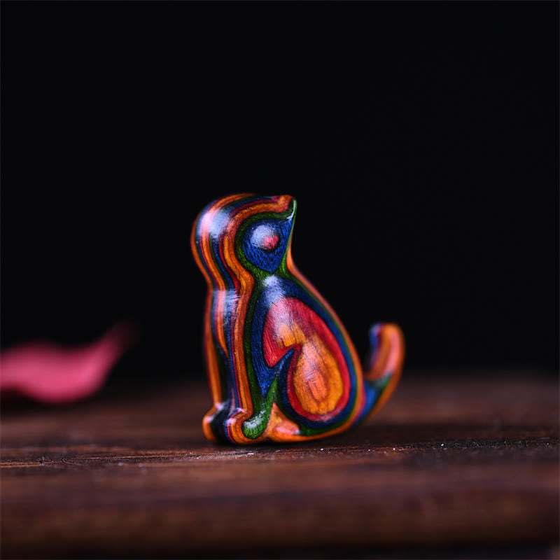 Foviel Mini décoration porte-bonheur à suspendre pour téléphone en bois de santal rouge à petites feuilles, ébène, bois de santal vert, forme chat ou cerf