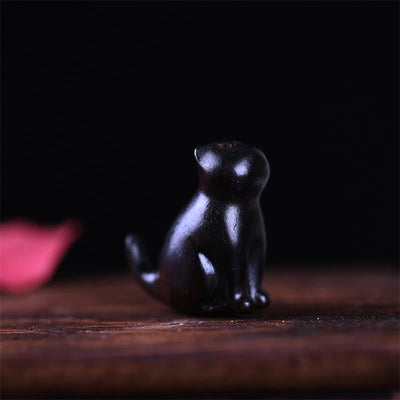 Foviel Small Leaf Red Sandalwood Ebony Wood Sandalwood Green Sandalwood Lucky Mini Cat Deer Sooth Phone Hanging Decoration