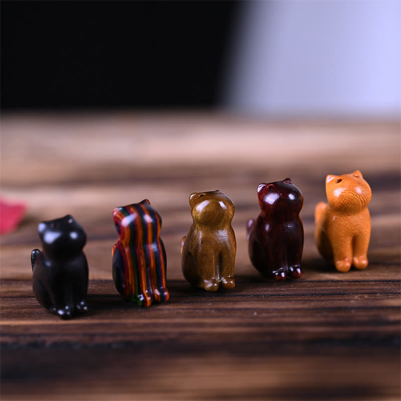 Foviel Mini décoration porte-bonheur à suspendre pour téléphone en bois de santal rouge à petites feuilles, ébène, bois de santal vert, forme chat ou cerf