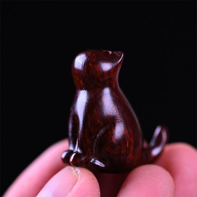 Foviel Small Leaf Red Sandalwood Ebony Wood Sandalwood Green Sandalwood Lucky Mini Cat Deer Sooth Phone Hanging Decoration