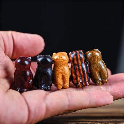 Foviel Small Leaf Red Sandalwood Ebony Wood Sandalwood Green Sandalwood Lucky Mini Cat Deer Sooth Phone Hanging Decoration