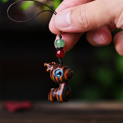 Foviel Small Leaf Red Sandalwood Ebony Wood Sandalwood Green Sandalwood Lucky Mini Cat Deer Sooth Phone Hanging Decoration