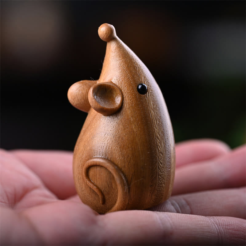 Foviel Small Cat Mouse Green Sandalwood African Red Rosewood Peace Home Decoration