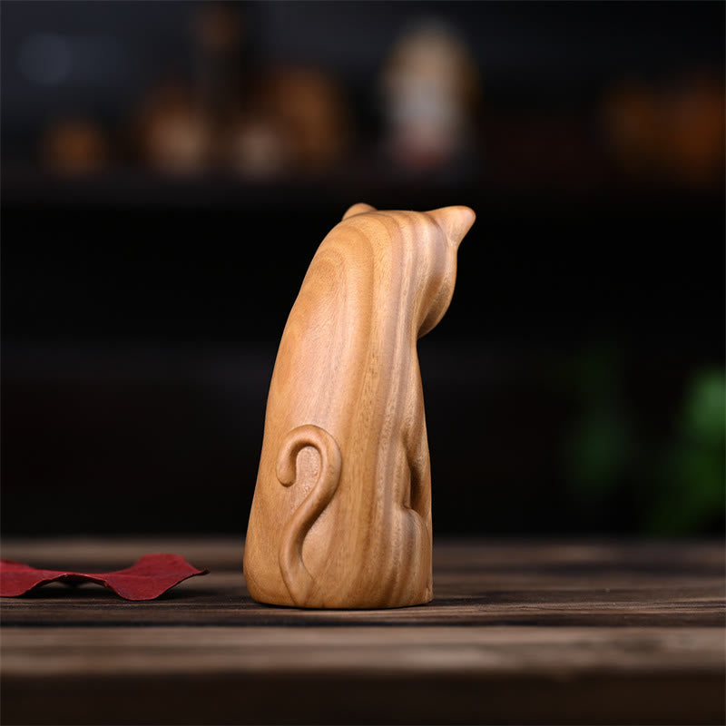 Foviel Small Cat Mouse Green Sandalwood African Red Rosewood Peace Home Decoration