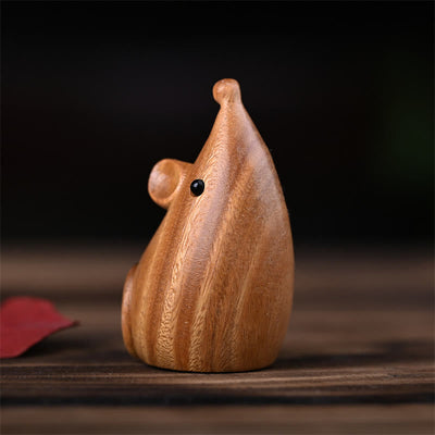 Foviel Small Cat Mouse Green Sandalwood African Red Rosewood Peace Home Decoration