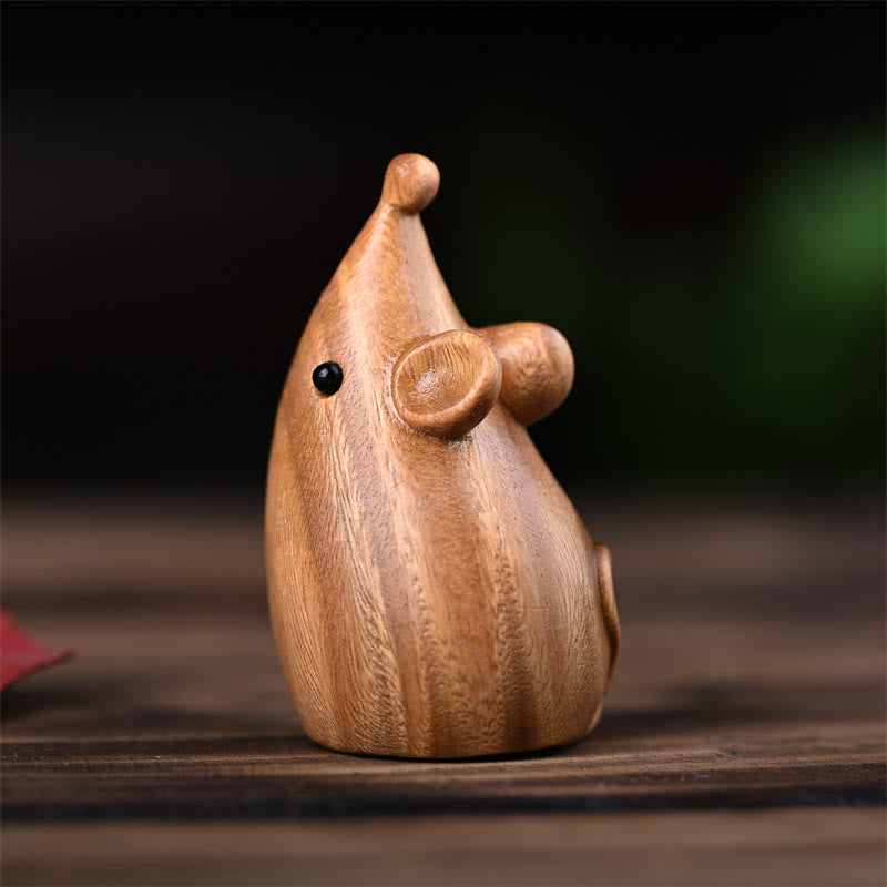 Foviel Small Cat Mouse Green Sandalwood African Red Rosewood Peace Home Decoration