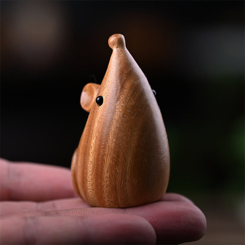 Foviel Small Cat Mouse Green Sandalwood African Red Rosewood Peace Home Decoration