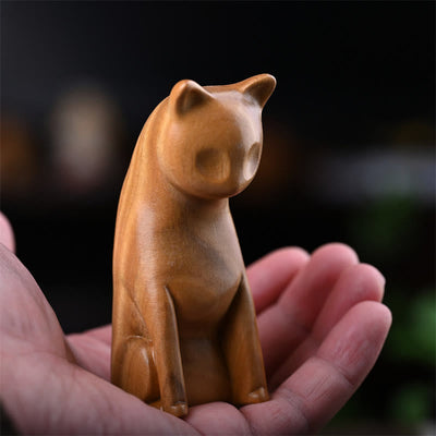 Foviel Small Cat Mouse Green Sandalwood African Red Rosewood Peace Home Decoration