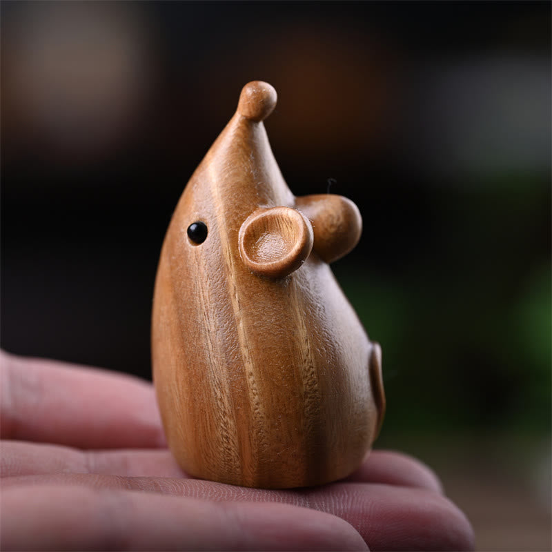 Foviel Small Cat Mouse Green Sandalwood African Red Rosewood Peace Home Decoration