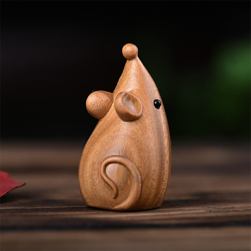 Foviel Small Cat Mouse Green Sandalwood African Red Rosewood Peace Home Decoration