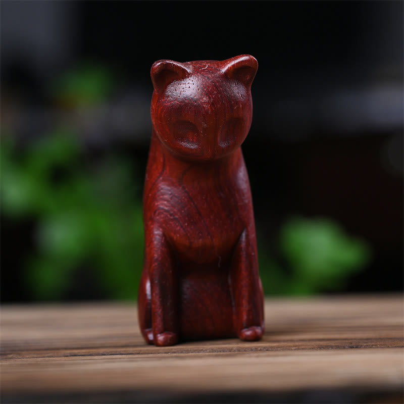 Foviel Small Cat Mouse Green Sandalwood African Red Rosewood Peace Home Decoration