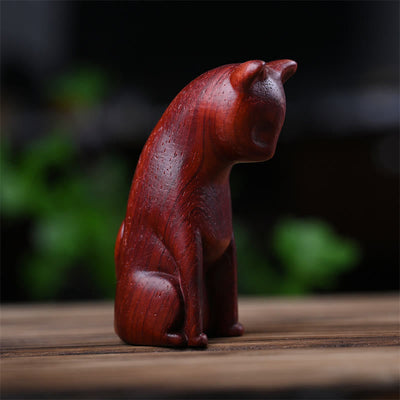 Foviel Small Cat Mouse Green Sandalwood African Red Rosewood Peace Home Decoration