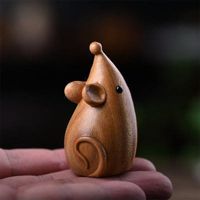 Foviel Small Cat Mouse Green Sandalwood African Red Rosewood Peace Home Decoration