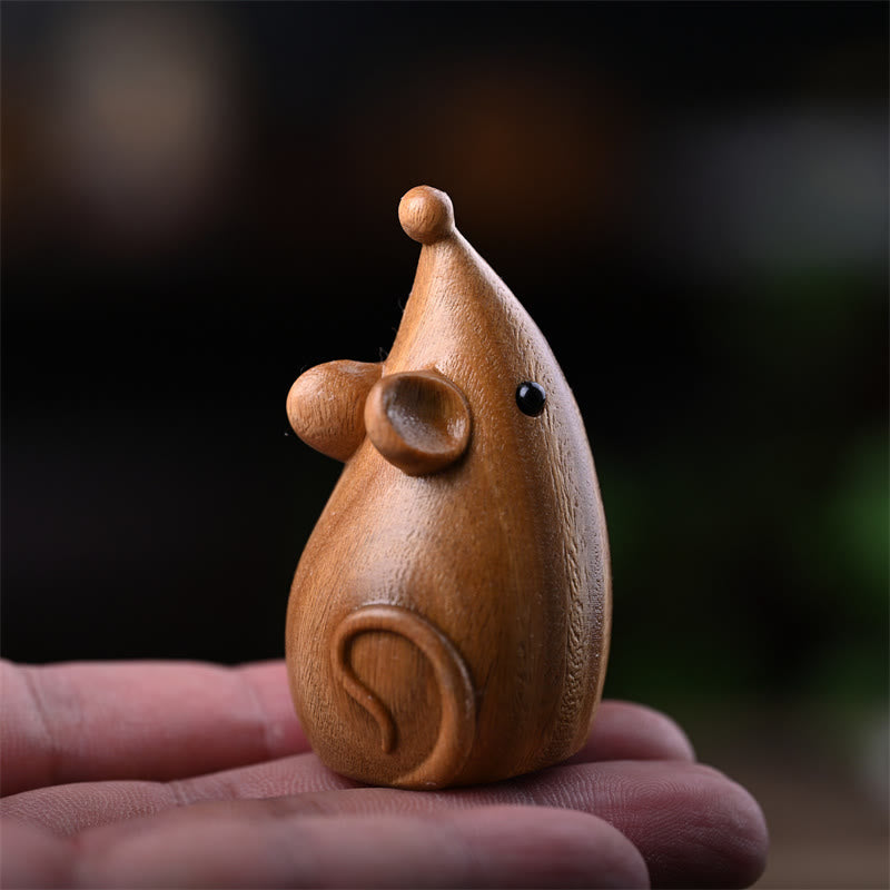 Foviel Small Cat Mouse Green Sandalwood African Red Rosewood Peace Home Decoration