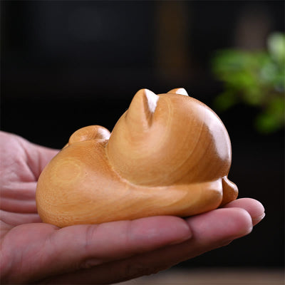 Foviel Small Cute Confident Sleeping Cat Sandalwood Healing Home Decoration