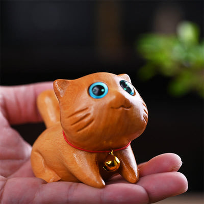 Foviel Small Cute Confident Sleeping Cat Sandalwood Healing Home Decoration