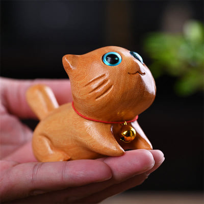Foviel Small Cute Confident Sleeping Cat Sandalwood Healing Home Decoration