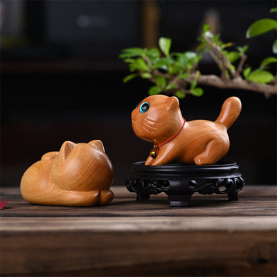 Foviel Small Cute Confident Sleeping Cat Sandalwood Healing Home Decoration