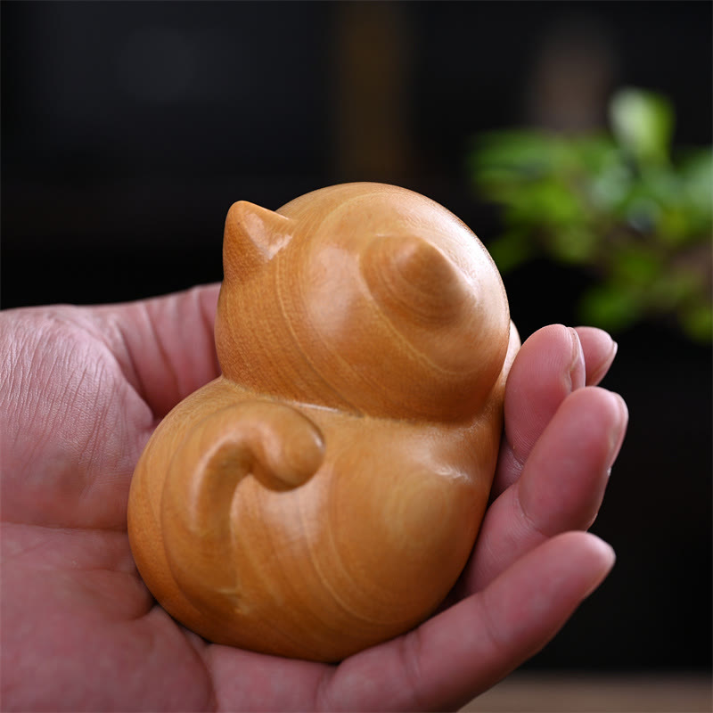 Foviel Small Cute Confident Sleeping Cat Sandalwood Healing Home Decoration