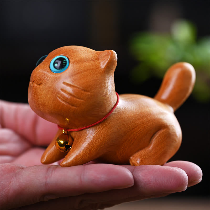 Foviel Small Cute Confident Sleeping Cat Sandalwood Healing Home Decoration