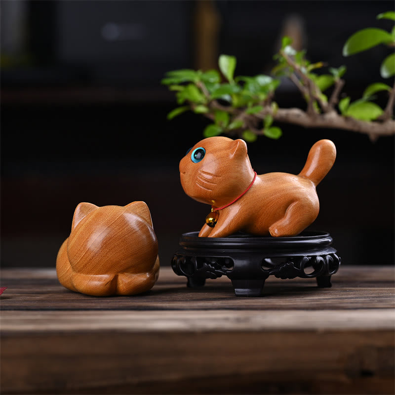 Foviel Small Cute Confident Sleeping Cat Sandalwood Healing Home Decoration