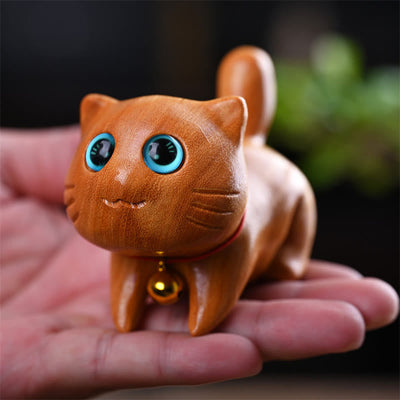 Foviel Small Cute Confident Sleeping Cat Sandalwood Healing Home Decoration