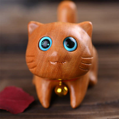 Foviel Small Cute Confident Sleeping Cat Sandalwood Healing Home Decoration