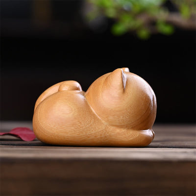Foviel Small Cute Confident Sleeping Cat Sandalwood Healing Home Decoration