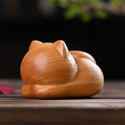 Foviel Small Cute Confident Sleeping Cat Sandalwood Healing Home Decoration