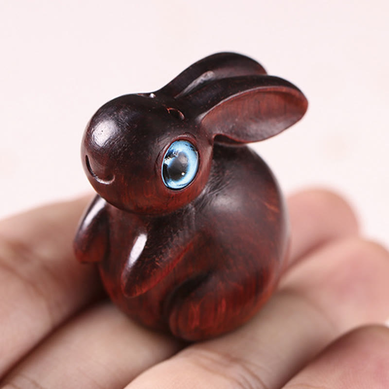 Foviel Small Leaf Red Sandalwood Green Sandalwood Lucky Mini Rabbit Relaxation Decoration
