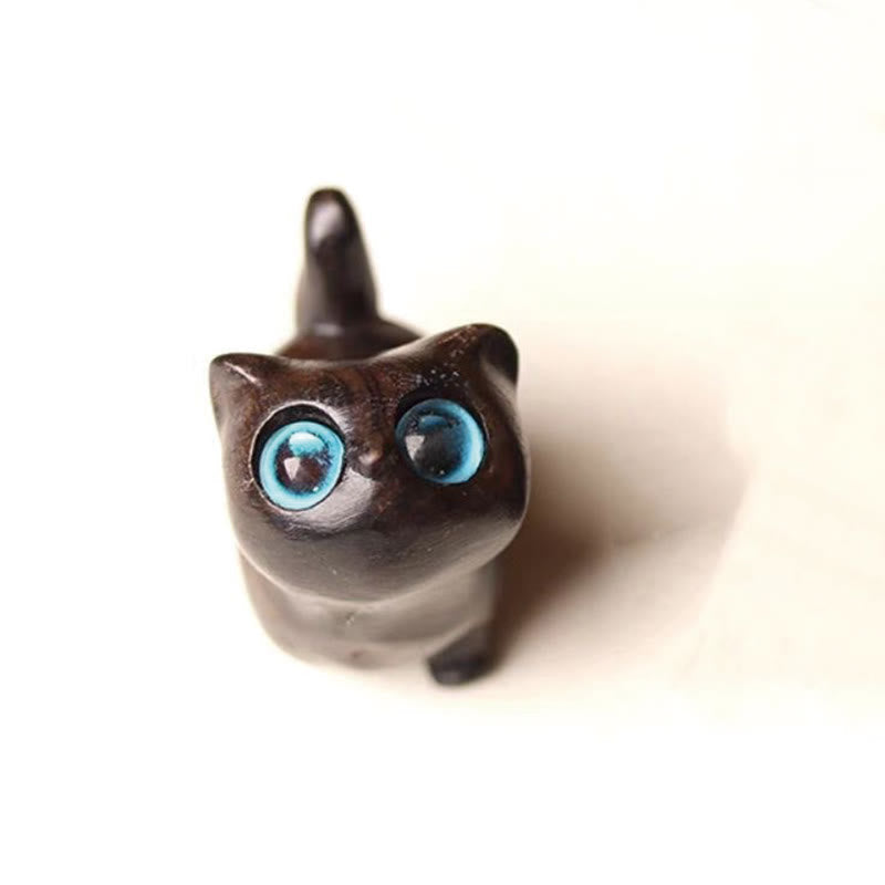 Foviel Green Sandalwood Ebony Wood Sandalwood Small Leaf Red Sandalwood Mini Lucky Cat Peace Decoration