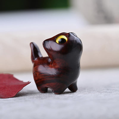 Foviel Green Sandalwood Ebony Wood Sandalwood Small Leaf Red Sandalwood Mini Lucky Cat Peace Decoration