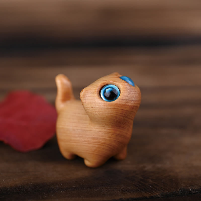 Foviel Green Sandalwood Ebony Wood Sandalwood Small Leaf Red Sandalwood Mini Lucky Cat Peace Decoration