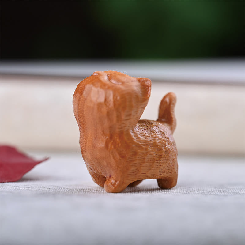Foviel Green Sandalwood Ebony Wood Sandalwood Small Leaf Red Sandalwood Mini Lucky Cat Peace Decoration