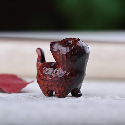 Foviel Green Sandalwood Ebony Wood Sandalwood Small Leaf Red Sandalwood Mini Lucky Cat Peace Decoration