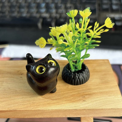 Foviel Green Sandalwood Ebony Wood Sandalwood Small Leaf Red Sandalwood Mini Lucky Cat Peace Decoration