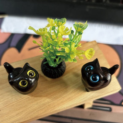 Foviel Green Sandalwood Ebony Wood Sandalwood Small Leaf Red Sandalwood Mini Lucky Cat Peace Decoration
