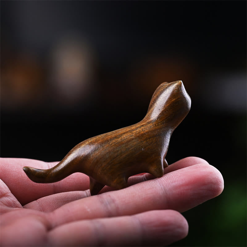Foviel Green Sandalwood Small Leaf Red Sandalwood Ebony Wood Rainbow Wood Lucky Mini Walking Cat Positive Decoration