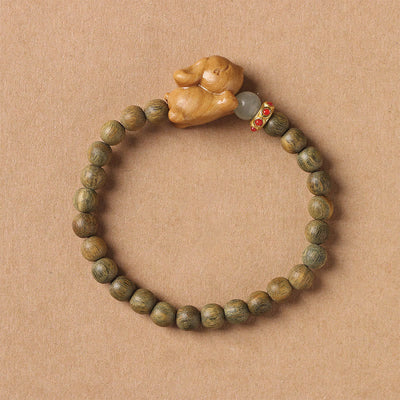 Foviel Grün Sandelholz Gold Sandelholz Niedlich Kaninchen positives Armband