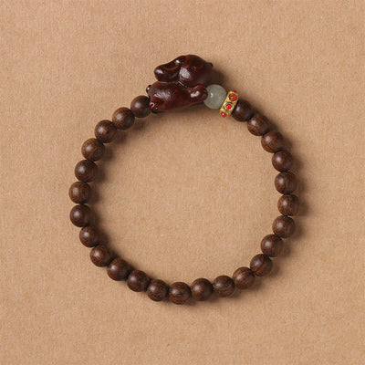 Foviel Grün Sandelholz Gold Sandelholz Niedlich Kaninchen positives Armband