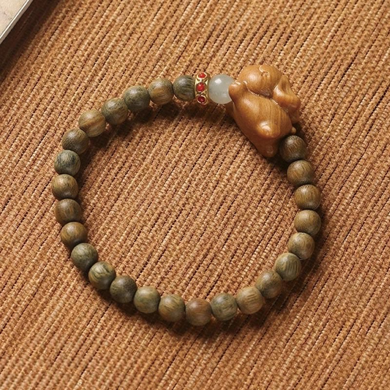 Foviel Grün Sandelholz Gold Sandelholz Niedlich Kaninchen positives Armband