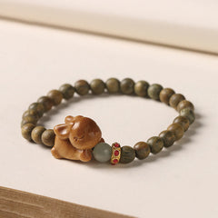 Foviel Grün Sandelholz Gold Sandelholz Niedlich Kaninchen positives Armband