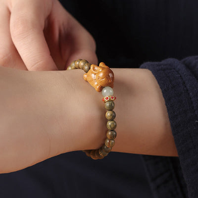 Foviel Grün Sandelholz Gold Sandelholz Niedlich Kaninchen positives Armband